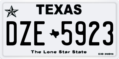 TX license plate DZE5923
