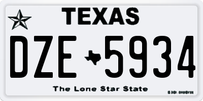 TX license plate DZE5934
