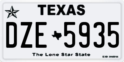 TX license plate DZE5935