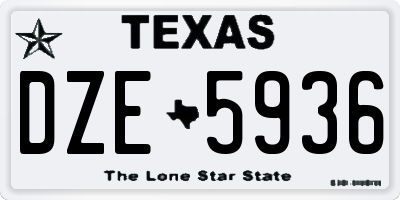 TX license plate DZE5936