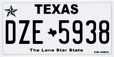 TX license plate DZE5938