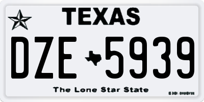 TX license plate DZE5939