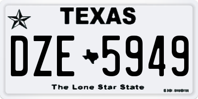 TX license plate DZE5949