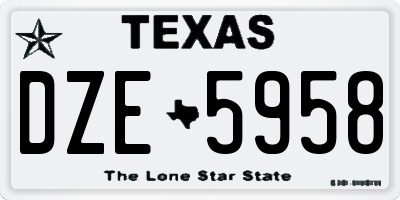 TX license plate DZE5958