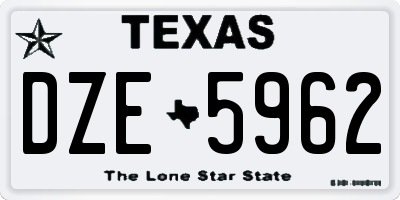 TX license plate DZE5962