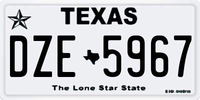 TX license plate DZE5967