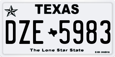 TX license plate DZE5983