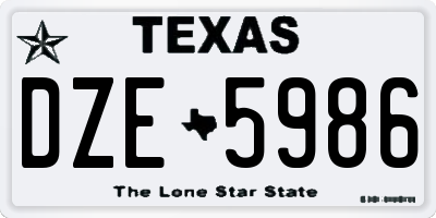 TX license plate DZE5986