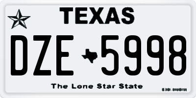TX license plate DZE5998