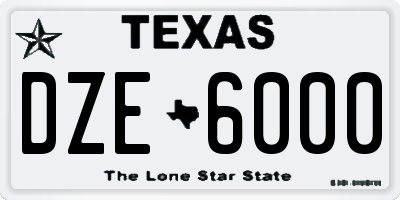 TX license plate DZE6000
