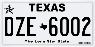 TX license plate DZE6002