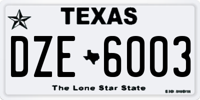TX license plate DZE6003