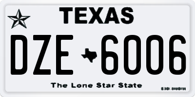 TX license plate DZE6006