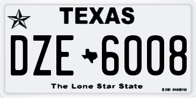 TX license plate DZE6008