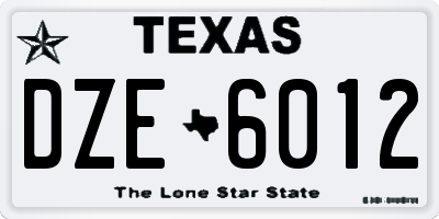 TX license plate DZE6012