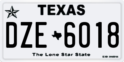 TX license plate DZE6018