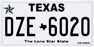 TX license plate DZE6020