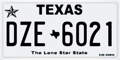 TX license plate DZE6021