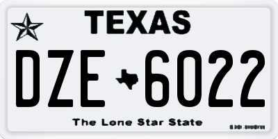 TX license plate DZE6022