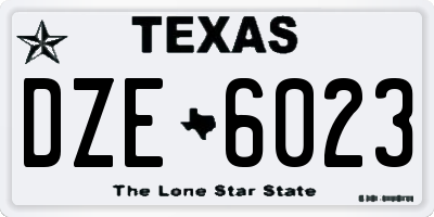 TX license plate DZE6023