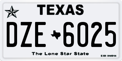 TX license plate DZE6025