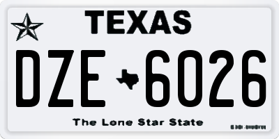 TX license plate DZE6026