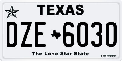TX license plate DZE6030