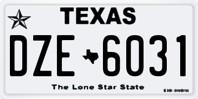 TX license plate DZE6031