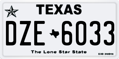 TX license plate DZE6033