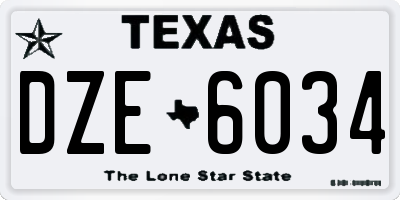 TX license plate DZE6034