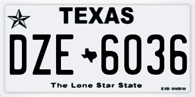 TX license plate DZE6036