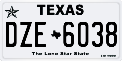 TX license plate DZE6038
