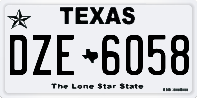 TX license plate DZE6058