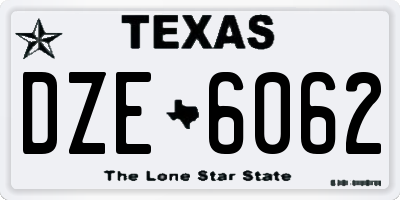 TX license plate DZE6062