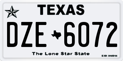 TX license plate DZE6072