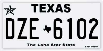 TX license plate DZE6102
