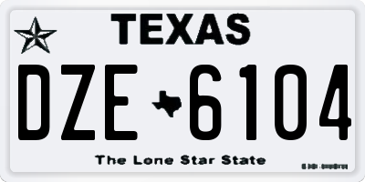 TX license plate DZE6104
