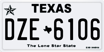 TX license plate DZE6106