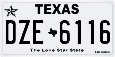 TX license plate DZE6116
