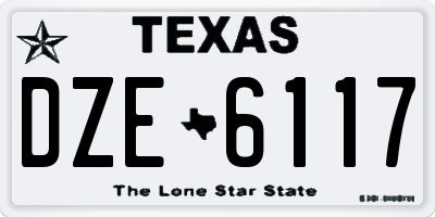 TX license plate DZE6117