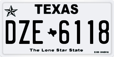 TX license plate DZE6118