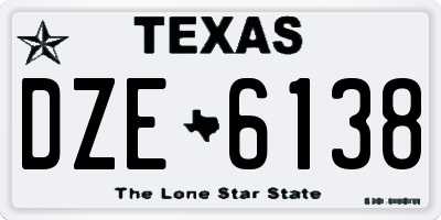 TX license plate DZE6138