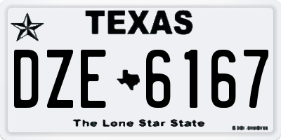TX license plate DZE6167
