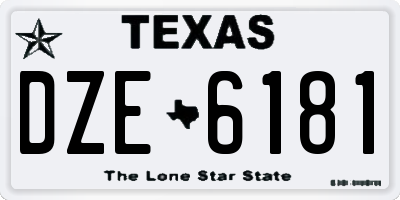 TX license plate DZE6181