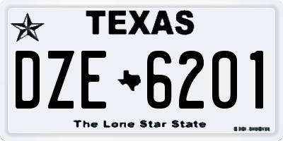 TX license plate DZE6201