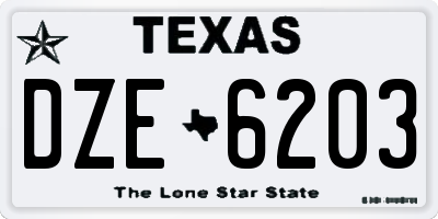 TX license plate DZE6203