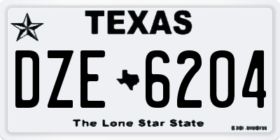 TX license plate DZE6204