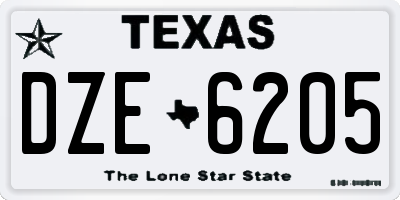 TX license plate DZE6205