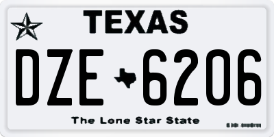 TX license plate DZE6206