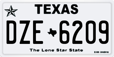 TX license plate DZE6209